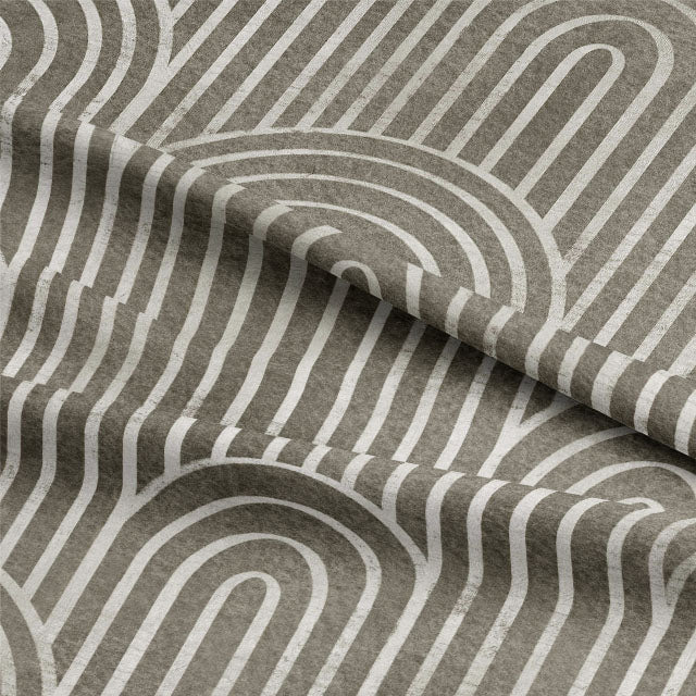 Deco Arches Linen Curtain Fabric - Stone