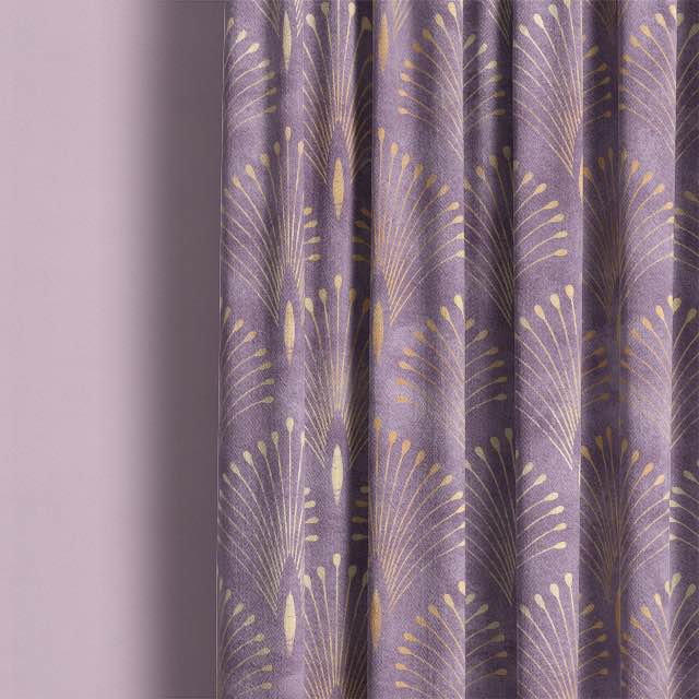 Deco Plume Linen Curtain Fabric - Amethyst