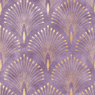 Deco Plume Linen Curtain Fabric in Amethyst with elegant feather design