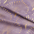 Luxurious amethyst linen fabric with intricate plume pattern for curtains