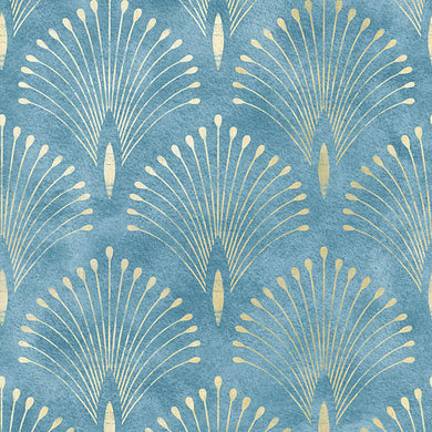 Deco Plume Linen Curtain Fabric - Azure