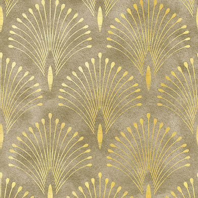 Deco Plume Linen Curtain Fabric - Gold