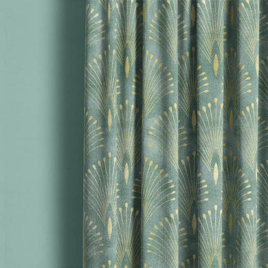 Deco Plume Linen Curtain Fabric - Green