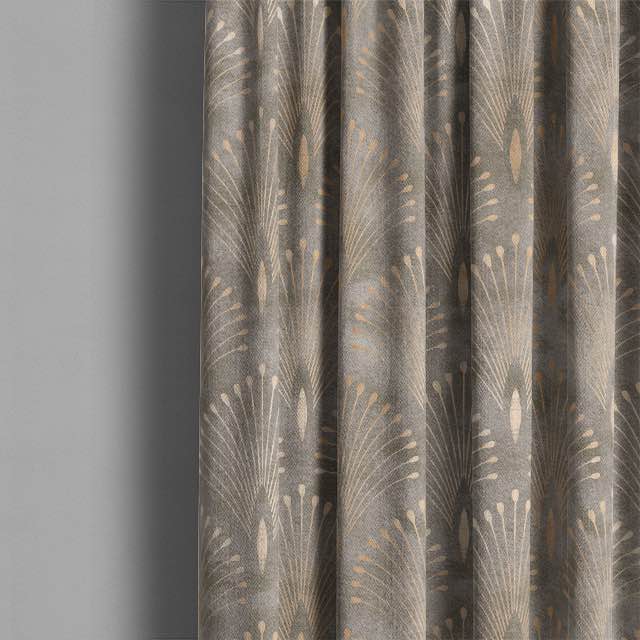  Stone-colored linen fabric with delicate feather pattern