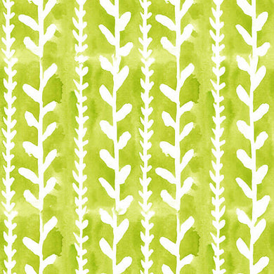 Delilah Cotton Curtain Fabric - Lime Green in a modern living room setting