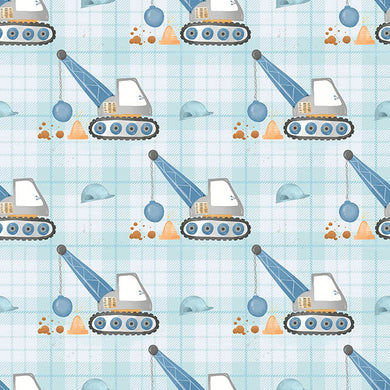 Demolition Ball Cotton Fabric Sample - Blue