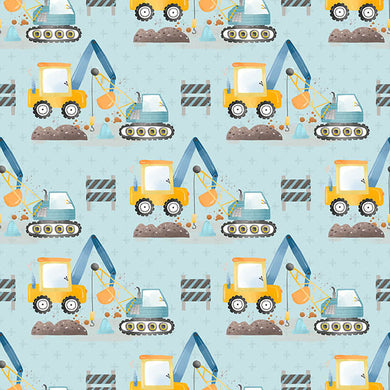 Digger Cotton Fabric Sample - Blue