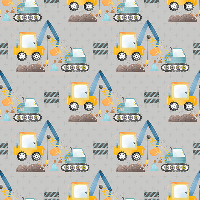 Digger Cotton Curtain Fabric in Grey, perfect for adding a touch of elegance to any room decor