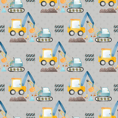 Digger Cotton Fabric Sample - Grey