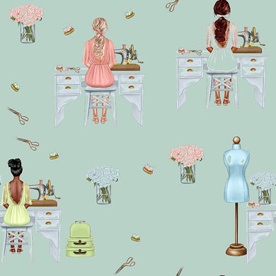 Dressmaker Cotton Fabric Sample - Duck Egg