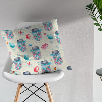 Egg Jar Cotton Fabric - Blue
