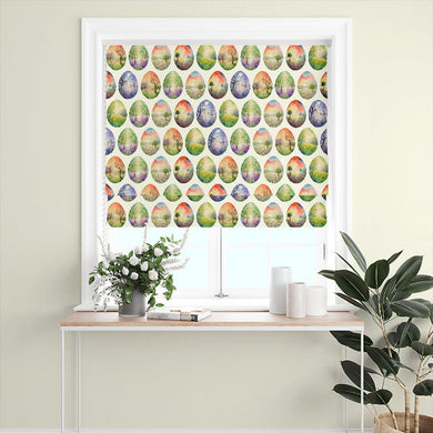 High-quality ivory cotton fabric with artistic egg tree design