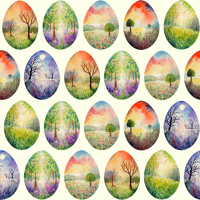 Elegant egg trees cotton fabric in ivory for stylish home decor