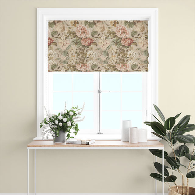 Floriana Linen Curtain Fabric - Chintz Rose, adds a touch of vintage charm