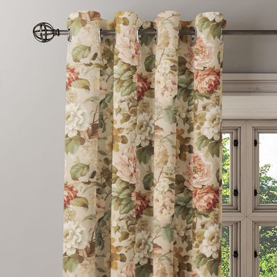 Chintz Rose linen curtain fabric, ideal for creating a romantic and cozy atmosphere