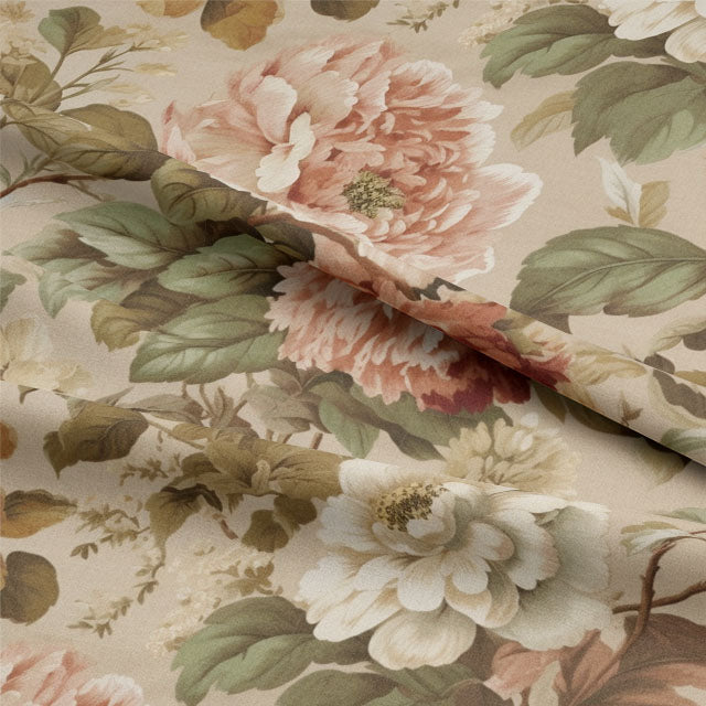 Soft and luxurious linen curtain fabric in a beautiful Chintz Rose color