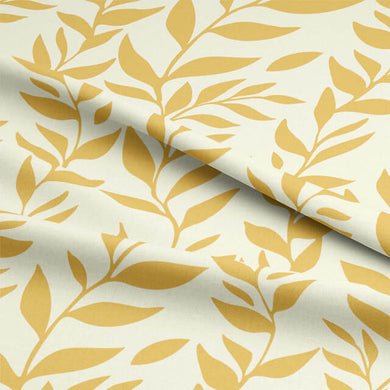 Lush and vibrant Foliage Cotton Curtain Fabric in Dijon color