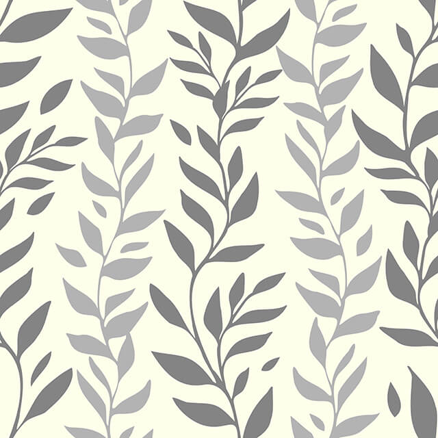 Foliage Cotton Curtain Fabric - Grey