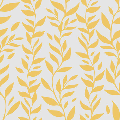 Foliage Cotton Curtain Fabric in Ochre color, perfect for natural-inspired interiors