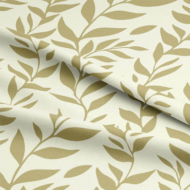  Olive green fabric with intricate leaf pattern 