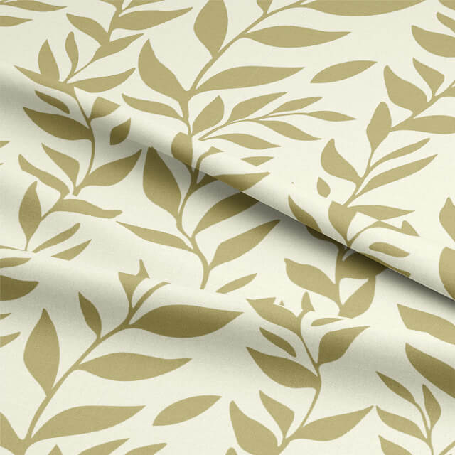  Olive green fabric with intricate leaf pattern 