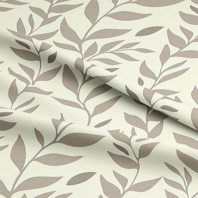 Foliage Cotton Curtain Fabric - Stone
