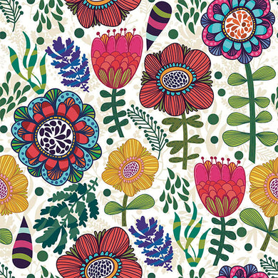 the-millshop-online Folk Flowers Cotton Fabric Multi