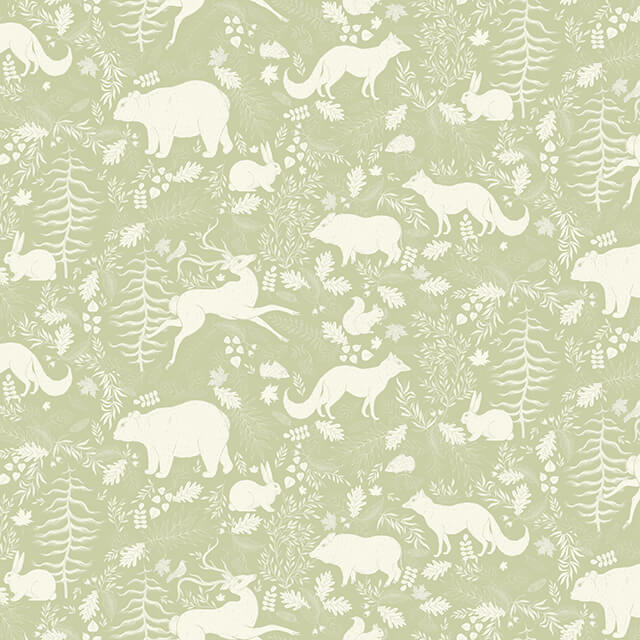 Forest Friends Linen Curtain Fabric 