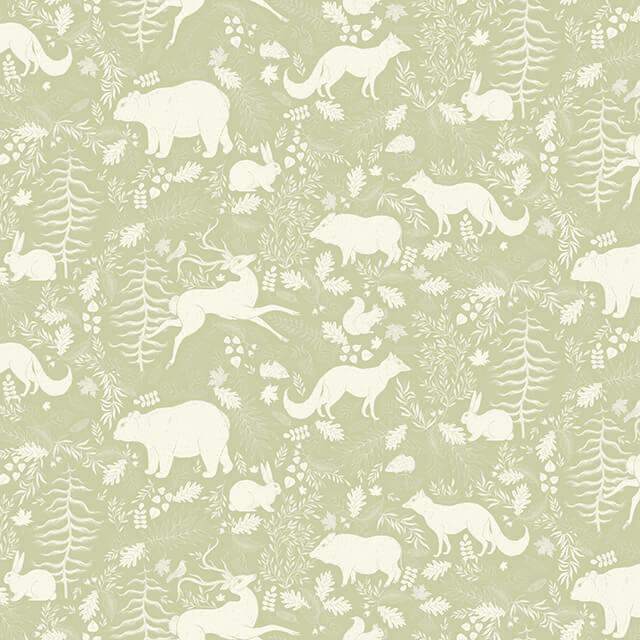 Forest Friends Linen Curtain Fabric 