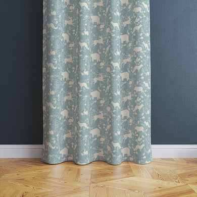 Forest Friends Linen Curtain Fabric - Wedgewood - The Millshop Online
