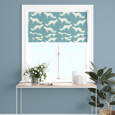 Teal Foxy Linen Curtain Fabric featuring natural texture and drape