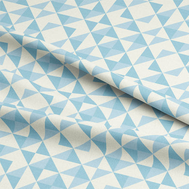  High-quality, durable and stylish blue cotton curtain fabric with unique geometric design