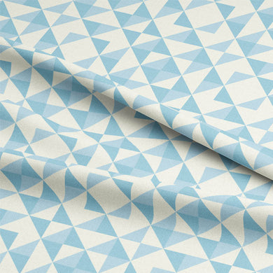  High-quality, durable and stylish blue cotton curtain fabric with unique geometric design