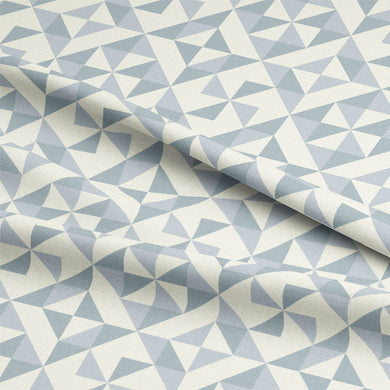 Close-up of Grey Geometry Cotton Curtain Fabric with a modern geometric pattern