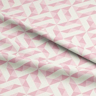 Soft and Durable Pink Curtain Fabric with Geometric Pattern