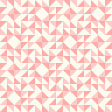 Geometry Cotton Fabric Sample - Carnation