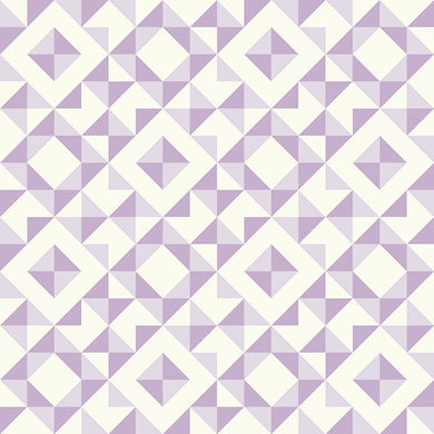 Geometry Cotton Curtain Fabric - Lilac