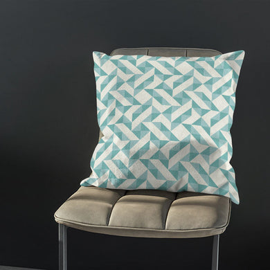 High-quality Teal Cotton Curtain Fabric with Geometric Design