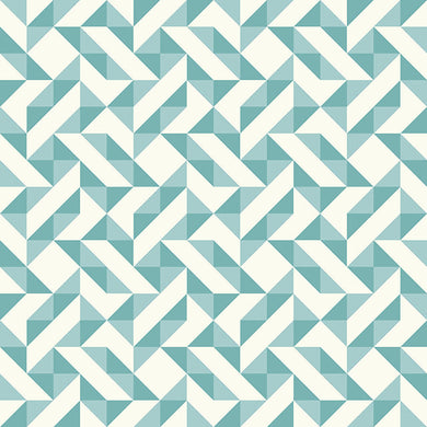 Geometry Cotton Curtain Fabric in Teal, perfect for modern home decor