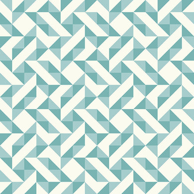 Geometry Cotton Fabric Sample - Teal