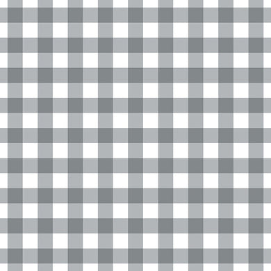 Gingham Check Cotton Fabric Sample - Grey
