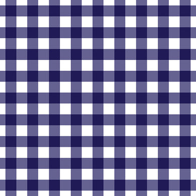 Gingham Check Cotton Curtain Fabric - Navy