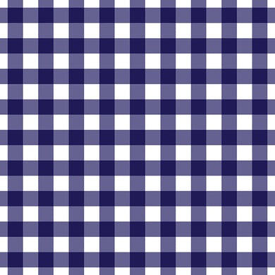 Gingham Check Cotton Curtain Fabric in Navy Blue