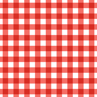 Gingham Check Cotton Fabric Sample - Red