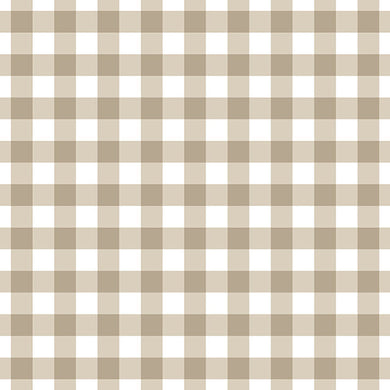 Gingham Check Cotton Curtain Fabric - Taupe