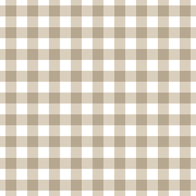 Gingham Check Cotton Curtain Fabric - Taupe in a natural light setting