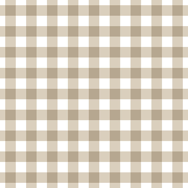 Gingham Check Cotton Curtain Fabric - Taupe in a natural light setting