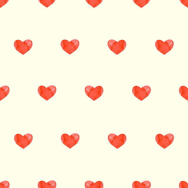 Hearts Cotton Curtain Fabric - Red