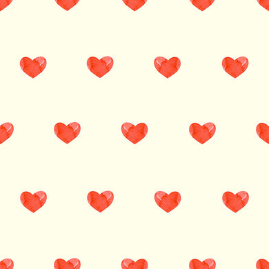 Hearts Cotton Fabric Sample - Red