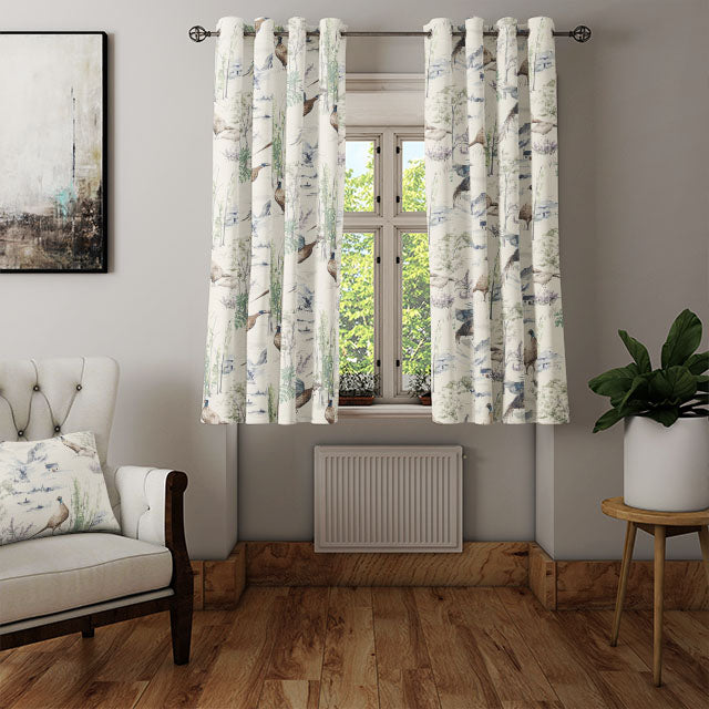 Highland Pheasants Cotton Curtain Fabric - Winter, a beautiful choice for creating a cozy and inviting atmosphere in your home